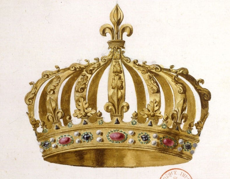 Drawing by French historian Dom Felibien of the special crown made for Henri IV