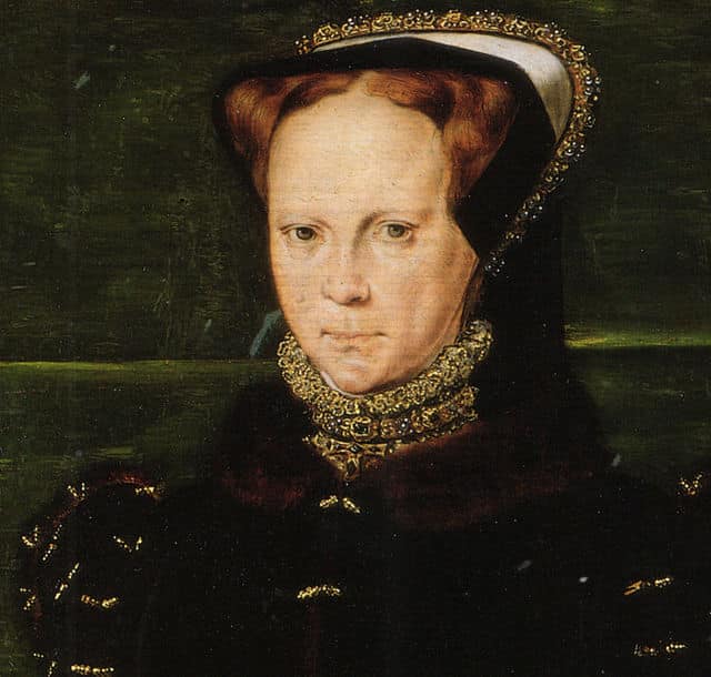 Detail from a portrait of Mary I, painted by Hans Eworth 1555-1558