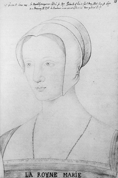 Sketch of Mary Tudor during her brief time as Queen of Francebrief