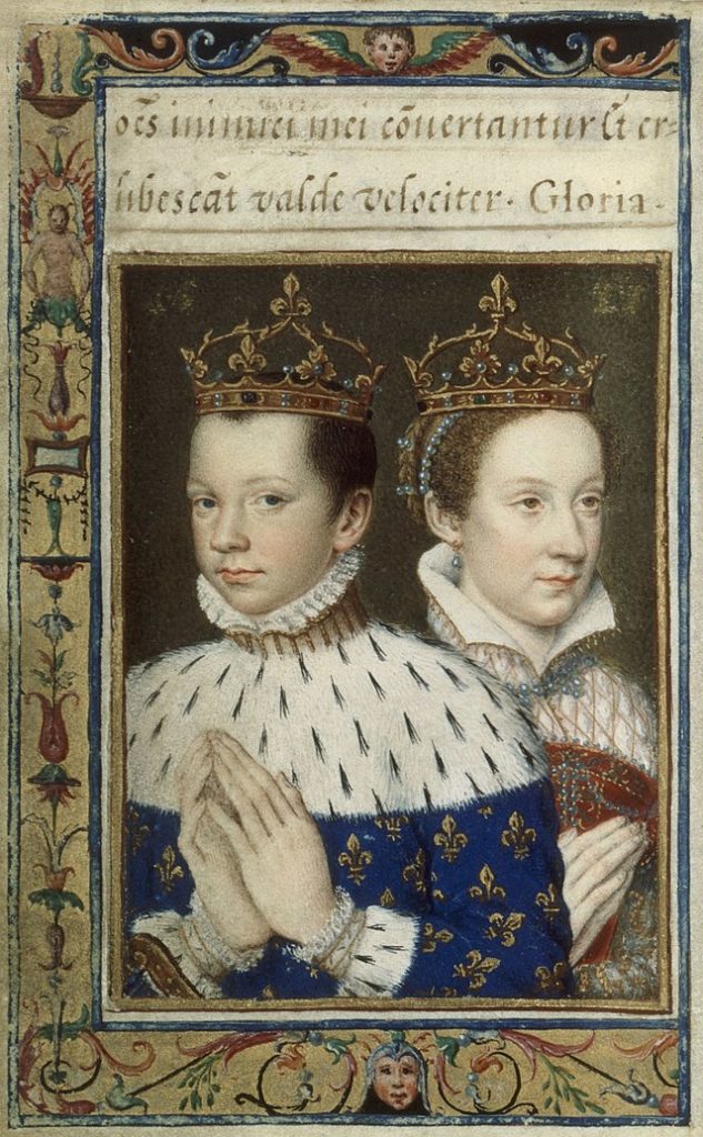 Francis II and Mary Stuart, after Francois Clouet.  Miniature from Catherine de' Medici's Book of Hours
